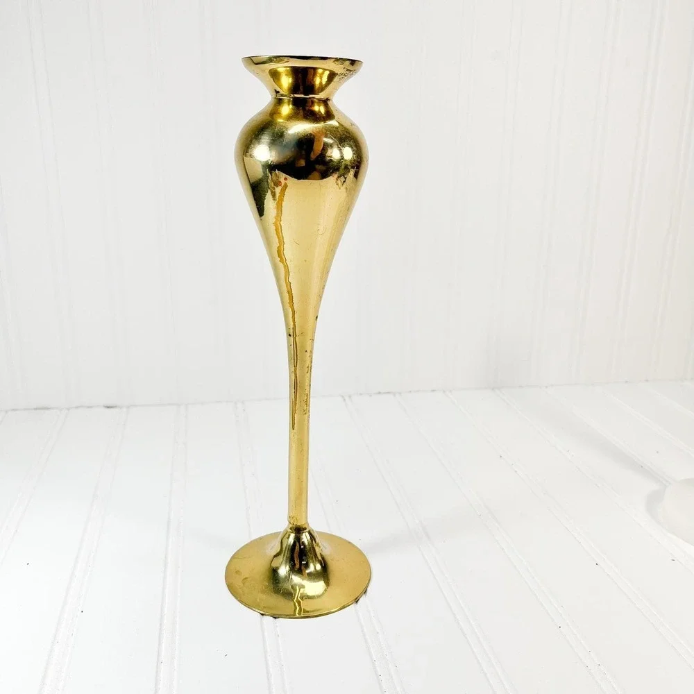 Vintage Tall Brass Vase - Made in‎ India